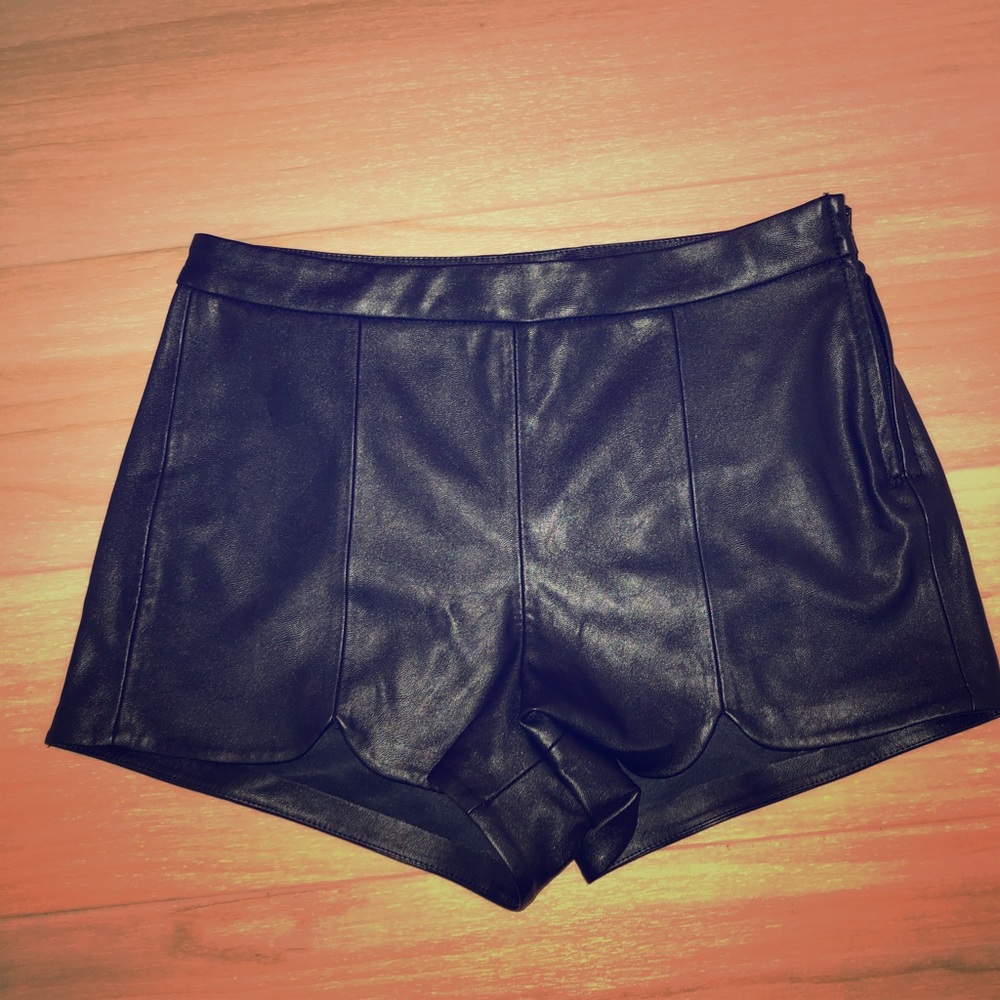 Black leather shorts